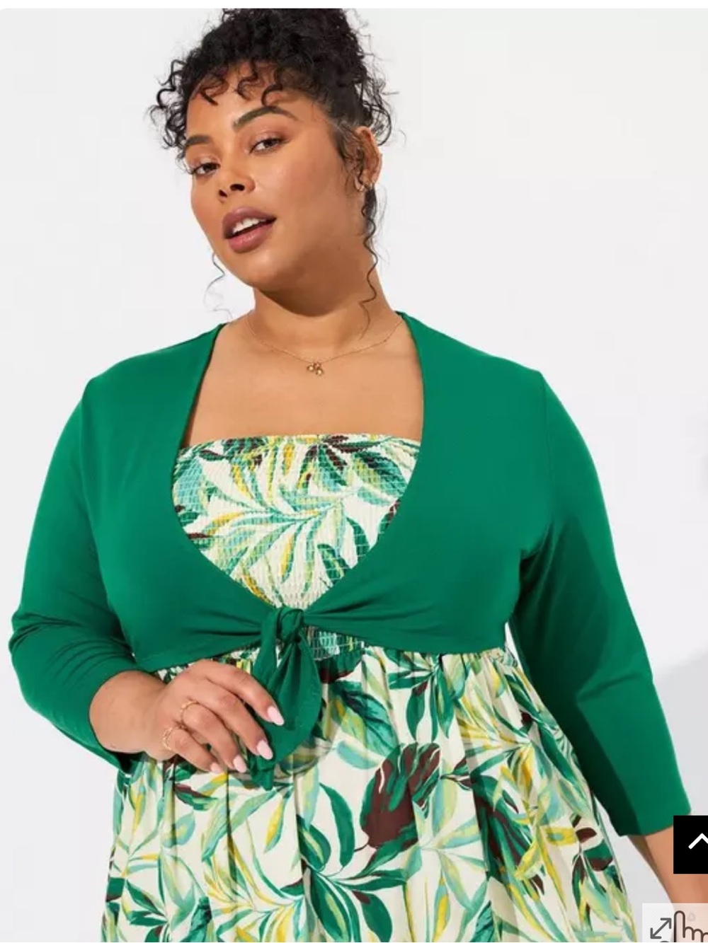 Torrid green jacket Super Soft Shrug Tie-Front size 1X